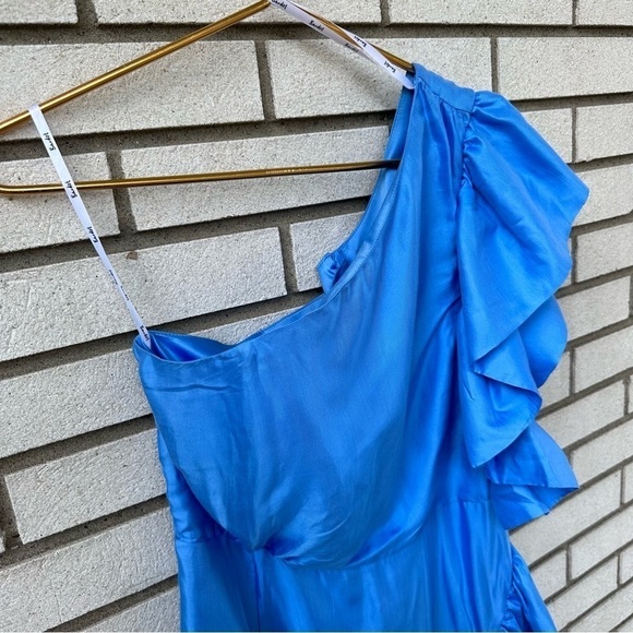 Bardot Lucia One Shoulder Frill Dress Blue - Picture 7 of 13